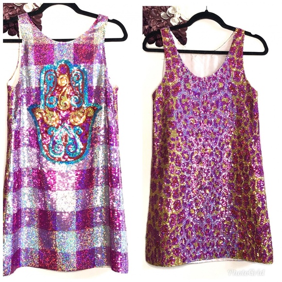 Manoush Dresses & Skirts - Manoush Silk Sequin Hamsa Mini Dress